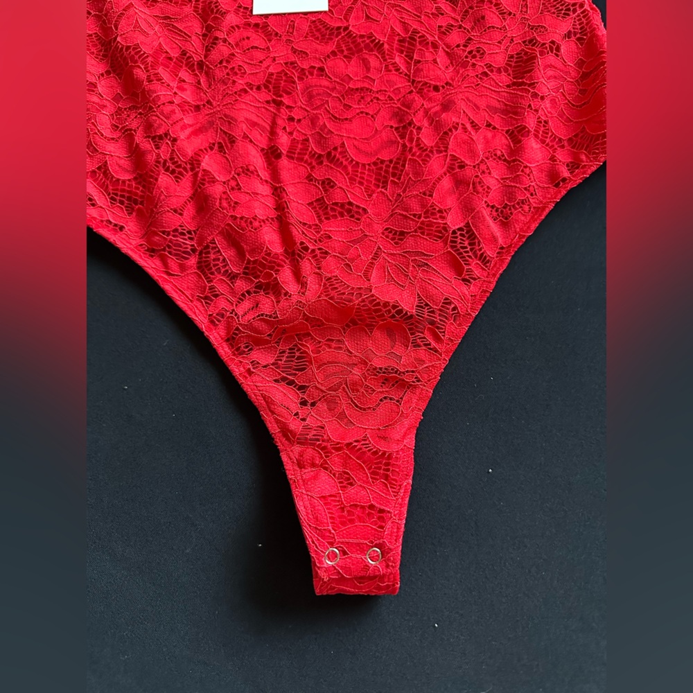 Generation Love Gigi Red Lace Scoop-Neck bodysuit Large Flame new - Picture 8 of 16